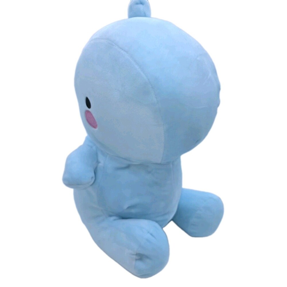 Kawaii Blue Dinosaur Plush 14 Inch Stuffed Animal Soft Pillow Toy Pink Cheeks